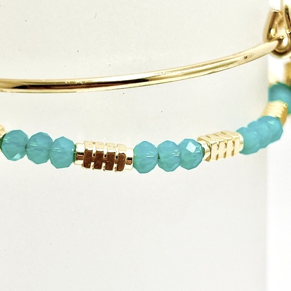 Alex and Ani “Beach Please” Set of 2 Expandable Bracelets. Shiny Gold Finish NWT - Picture 4 of 9